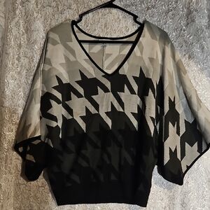 New York & Company Black and Gray Poncho Sweater